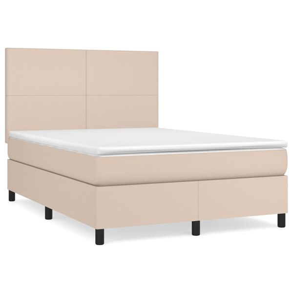 vidaXL Boxspringbett Matratze Cappuccino-Braun 140x200cm Kunstleder