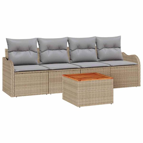 vidaXL Gartensofa-set 5 pcs Beige und Hellgrau Poly-Rattan