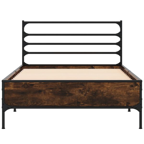 vidaXL Bettgestell R&auml;uchereiche 90x190 cm Holzwerkstoff und Metall