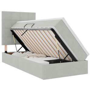 vidaXL Aufbewahrungsbett mit Matratze Hellgrau 100 x 200 cm Samt