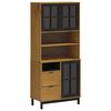 vidaXL Highboard mit Glast&uuml;ren FLAM 80x40x180 cm Massivholz Kiefer