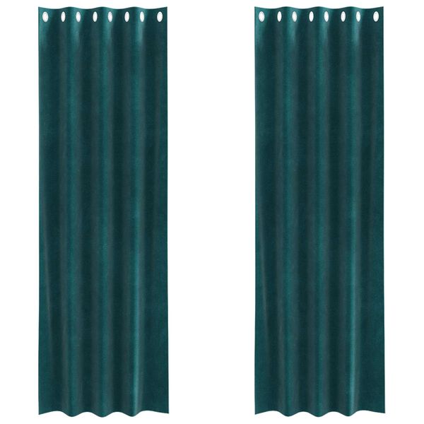 vidaXL Verdunkelungsvorh&auml;nge 2 pcs Dunkelgr&uuml;n 140 x 245 cm Samt