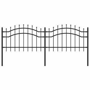 vidaXL Gartenzaun mit Speerspitze Schwarz 240 x 75 cm Pulverbeschichteter Stahl