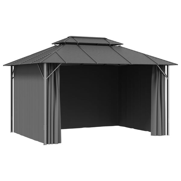 vidaXL Pavillon mit Seitenw&auml;nden & Doppeldach 3x4 m Anthrazit