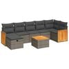 vidaXL 8-tlg. Garten-Sofagarnitur mit Kissen Grau Poly Rattan