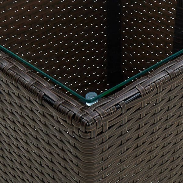 vidaXL Beistelltisch Braun 41,5x41,5x44 cm Poly Rattan und Hartglas
