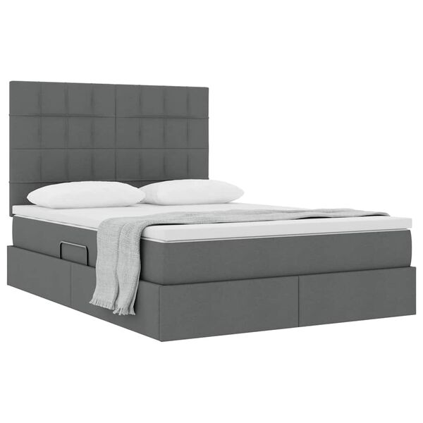 vidaXL Aufbewahrungsbett mit Matratze Dunkelgrau 140 x 190 cm