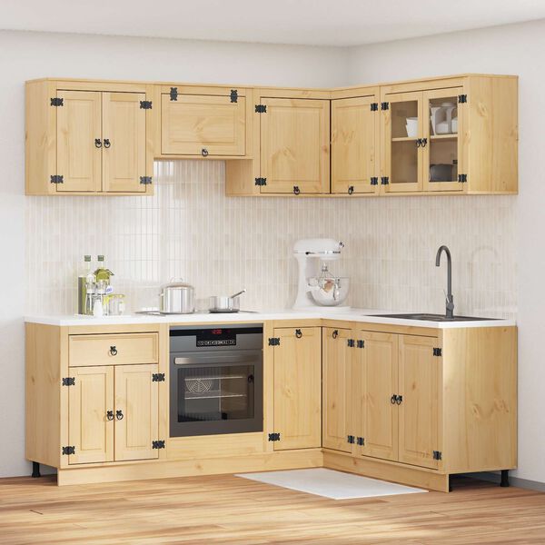vidaXL Schrank mit Regal SKI 8 pcs Honigbraun Massives Kiefernholz