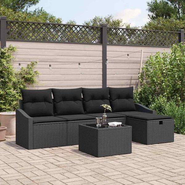 vidaXL Sofa Set mit Kissen 6 pcs Poly-Rattan
