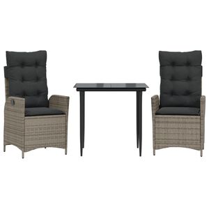 vidaXL 5-tlg. Garten-Essgruppe mit Kissen Grau Poly Rattan