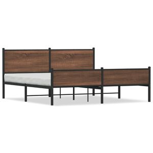 vidaXL Metallbett ohne Matratze Braun Eichen-Optik 183x213 cm