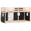 vidaXL Etagenbett mit Vorh&auml;ngen Wei&szlig; & Schwarz 90x190 cm Kiefernholz
