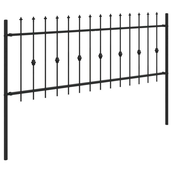 vidaXL Spie&szlig;zaun Schwarz 200 x 130 cm Pulverbeschichteter Stahl