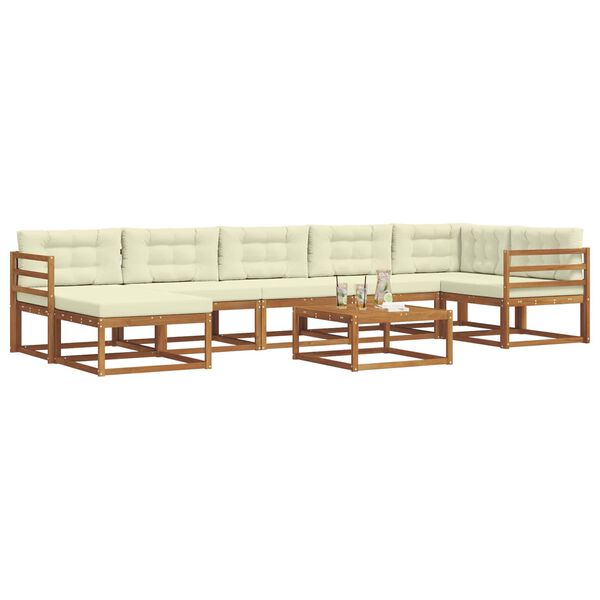vidaXL Outdoor-Sofagarnitur mit Kissen 8 pcs Natur und Creme