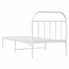 vidaXL Bettgestell mit Kopfteil Metall Wei&szlig; 90x190 cm