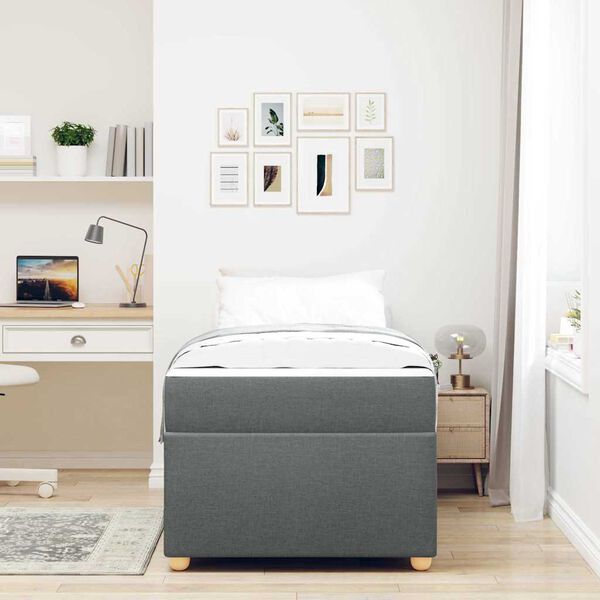 vidaXL Bettrahmen mit Matratze Dunkelgrau 100 x 200 cm Stoff