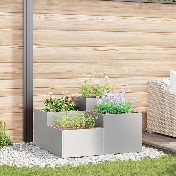 vidaXL Gartenblumentopf Silber 80 x 80 x 48 cm Edelstahl