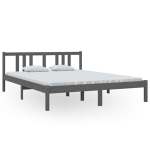 vidaXL Massivholzbett Grau 150x200 cm