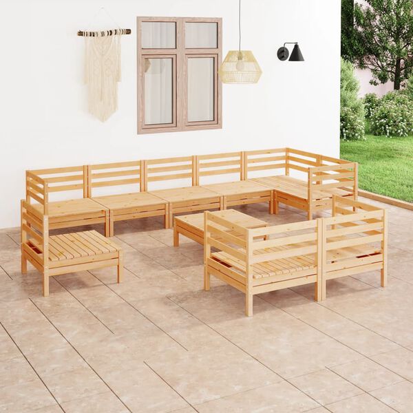 vidaXL 10-tlg. Garten-Lounge-Set Massivholz Kiefer