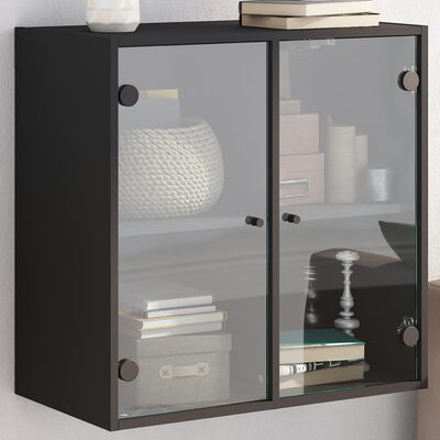 vidaXL Wandschrank mit Glastüren Schwarz 68x37x68,5 cm