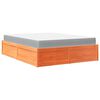 vidaXL Bett mit Matratze Wachsbraun 140x200 cm Massivholz Kiefer