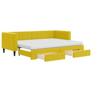 vidaXL Tagesbett Ausziehbar mit Schubladen Gelb 80x200 cm Samt
