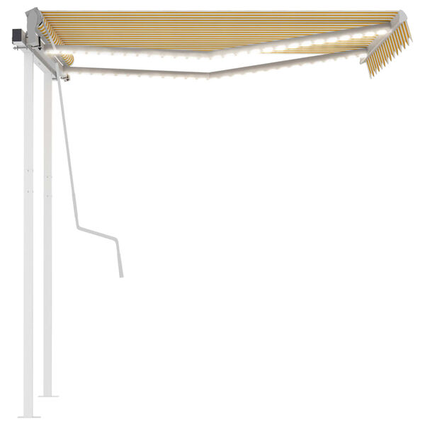 vidaXL Markise Manuell Einziehbar mit LED 3x2,5 m Gelb und Wei&szlig;