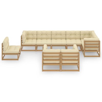 vidaXL 9-tlg. Garten-Lounge-Set mit Kissen Massivholz Kiefer