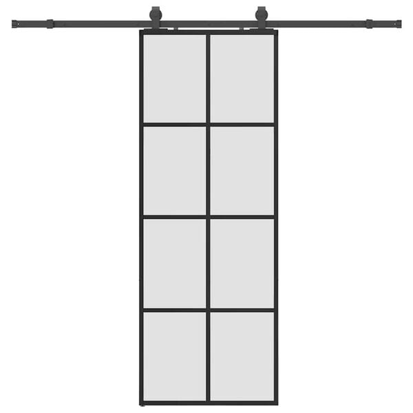 vidaXL Schiebet&uuml;r mit Beschlag Schwarz 76x205 cm ESG-Glas
