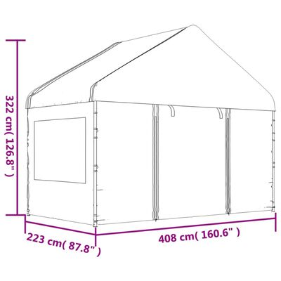 vidaXL Pavillon mit Dach Weiß 6,69 x 4,08 x 3,22 m Polyethylen
