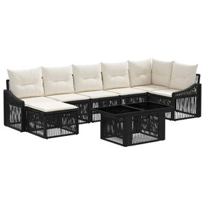 vidaXL Gartensofa-set 8 stk. Schwarz und Cremewei&szlig; Poly-Rattan