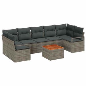 vidaXL Gartensofa-set mit Kissen 8 pcs Grau Poly-Rattan