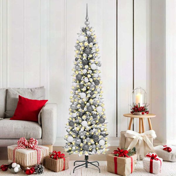 vidaXL K&uuml;nstlicher Weihnachtsbaum mit 300 LEDs mit St&auml;nder Wei&szlig; 180 cm