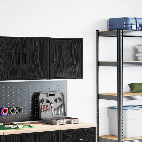 vidaXL Garagen-Wandschrank Schwarz Holzwerkstoff