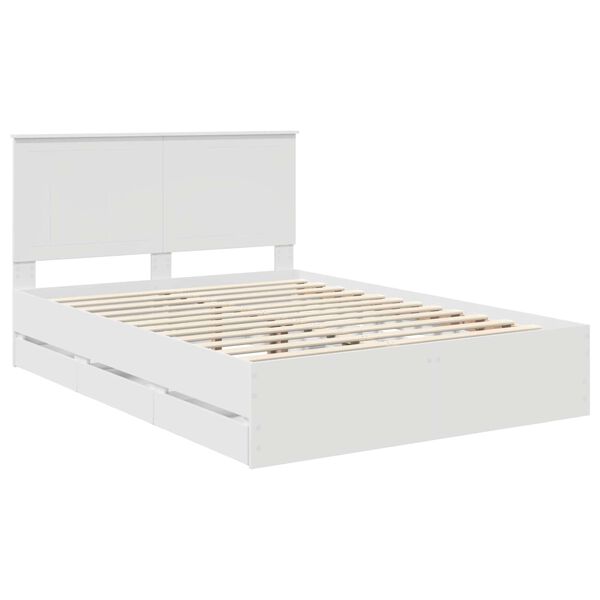 vidaXL Bettrahmen mit Schubladen Wei&szlig; 140 x 200 cm Ingenieurs Holz