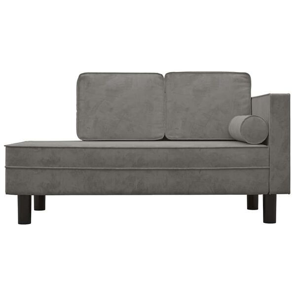 vidaXL Chaiselongue mit Kissen und Nackenrolle Hellgrau Samt