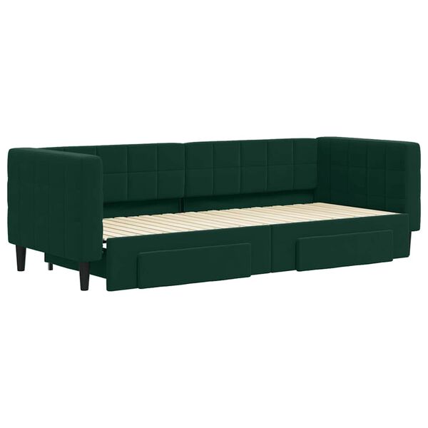 vidaXL Tagesbett Ausziehbar mit Schubladen Dunkelgr&uuml;n 80x200 cm Samt