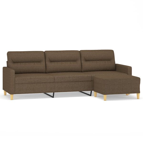 vidaXL 3-Sitzer-Sofa mit Hocker Braun 210 cm Stoff
