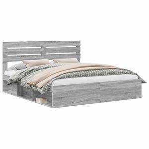 vidaXL Bettrahmen Graues Sonoma 200 x 200 cm Massives Kiefernholz