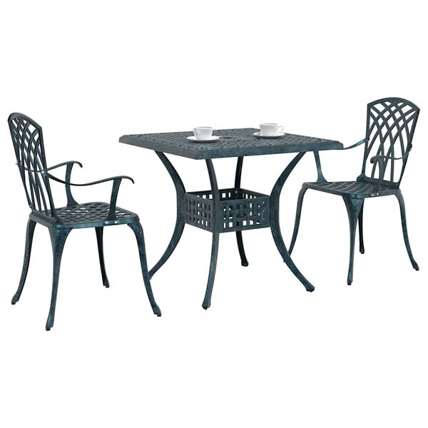 vidaXL Gartentisch Set 3 pcs Gr&uuml;n Gussaluminium