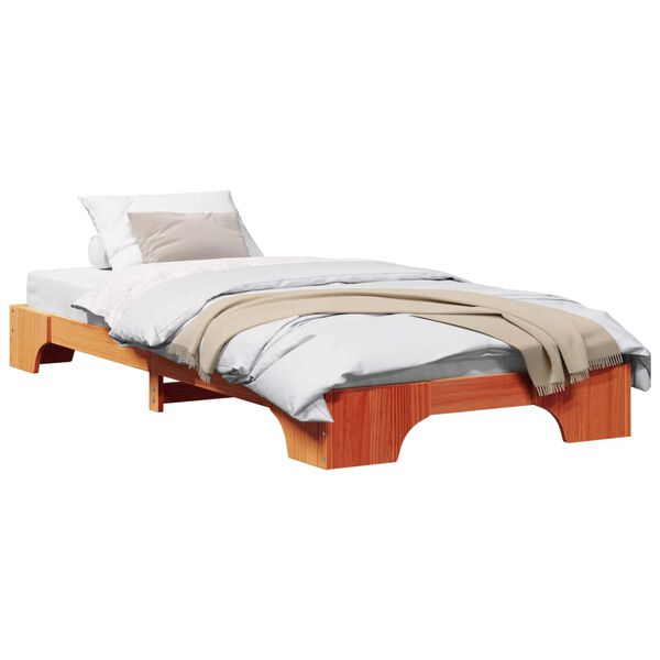 vidaXL Bettrahmen Wachsbraun 75 x 190 cm Massives Kiefernholz