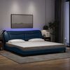 vidaXL Bettgestell mit LED ohne Matratze "Hvar" Blau 200x200 cm Stoff