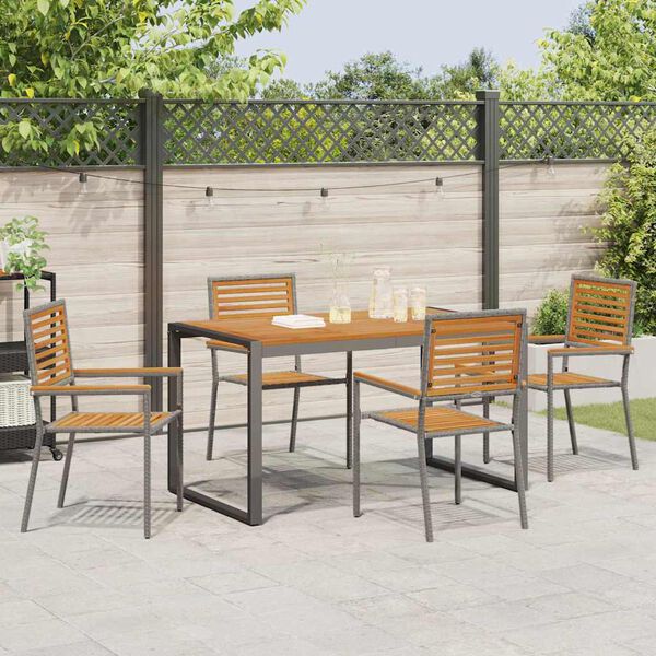 vidaXL Garten Essgruppe 5 pcs Grau und Braun Poly-Rattan