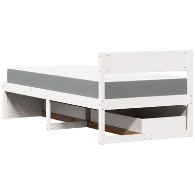 vidaXL Bett mit Schubladen und Matratze Weiß 90x190 cm Massivholz