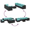 vidaXL 8-tlg. Garten-Lounge-Set mit Kissen Schwarz Poly Rattan