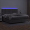vidaXL Boxspringbett mit Matratze & LED Grau 200x200 cm Kunstleder