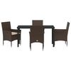vidaXL Garten Essgruppe mit Kissen 5 pcs Braun Poly-Rattan