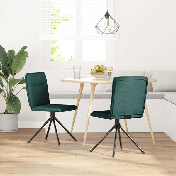 vidaXL Esszimmerst&uuml;hle 2 Stk. Dunkelgr&uuml;n Stoff