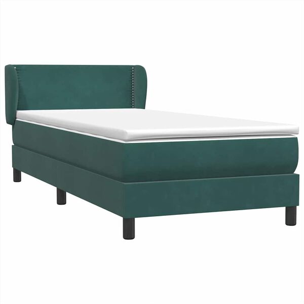 vidaXL Boxspringbett mit Matratze Dunkelgr&uuml;n 80x210 cm Samt