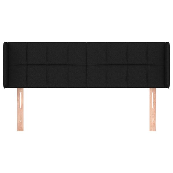vidaXL Kopfteil mit Ohren Schwarz 147x16x78/88 cm Stoff